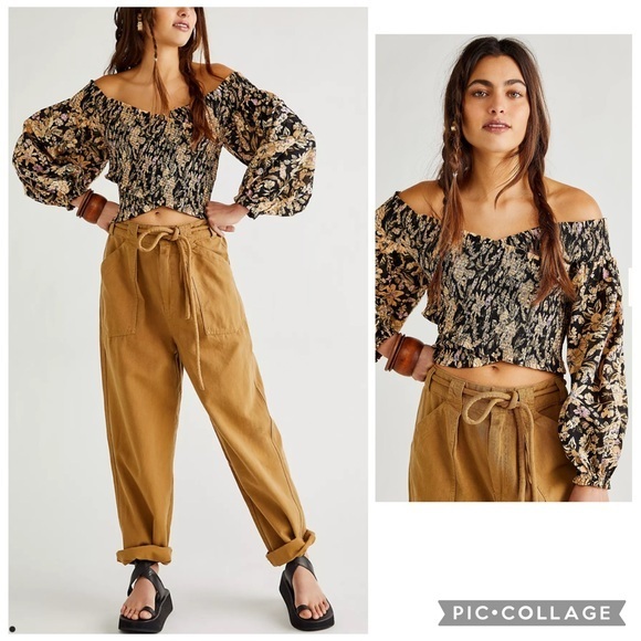 Free People Tops - Free people shoulder off floral East To West Smocked Top size XS